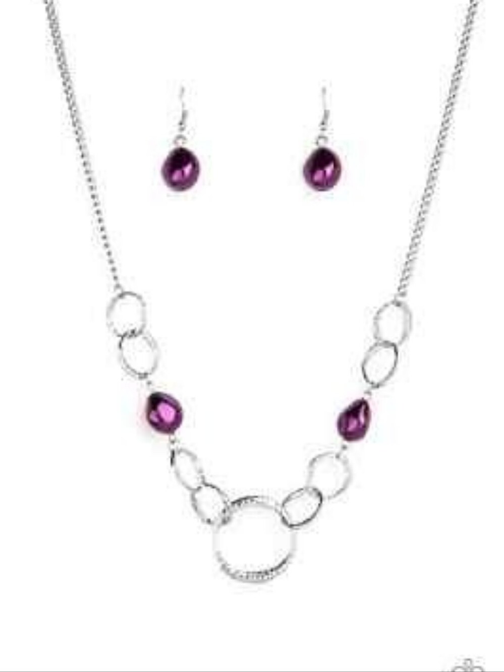 paparazzi Silver-Tone Necklace & Earring Set with Purple Drops